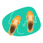 Illustration de baskets orange avec les lacets défaits