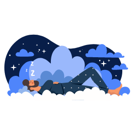 Un homme dort au milieu des nuages