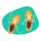 Illustration de baskets orange avec les lacets défaits