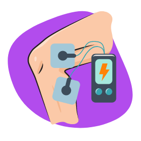 Illustration d’une stimulation transcutanée électrique nerveuse d’une jambe